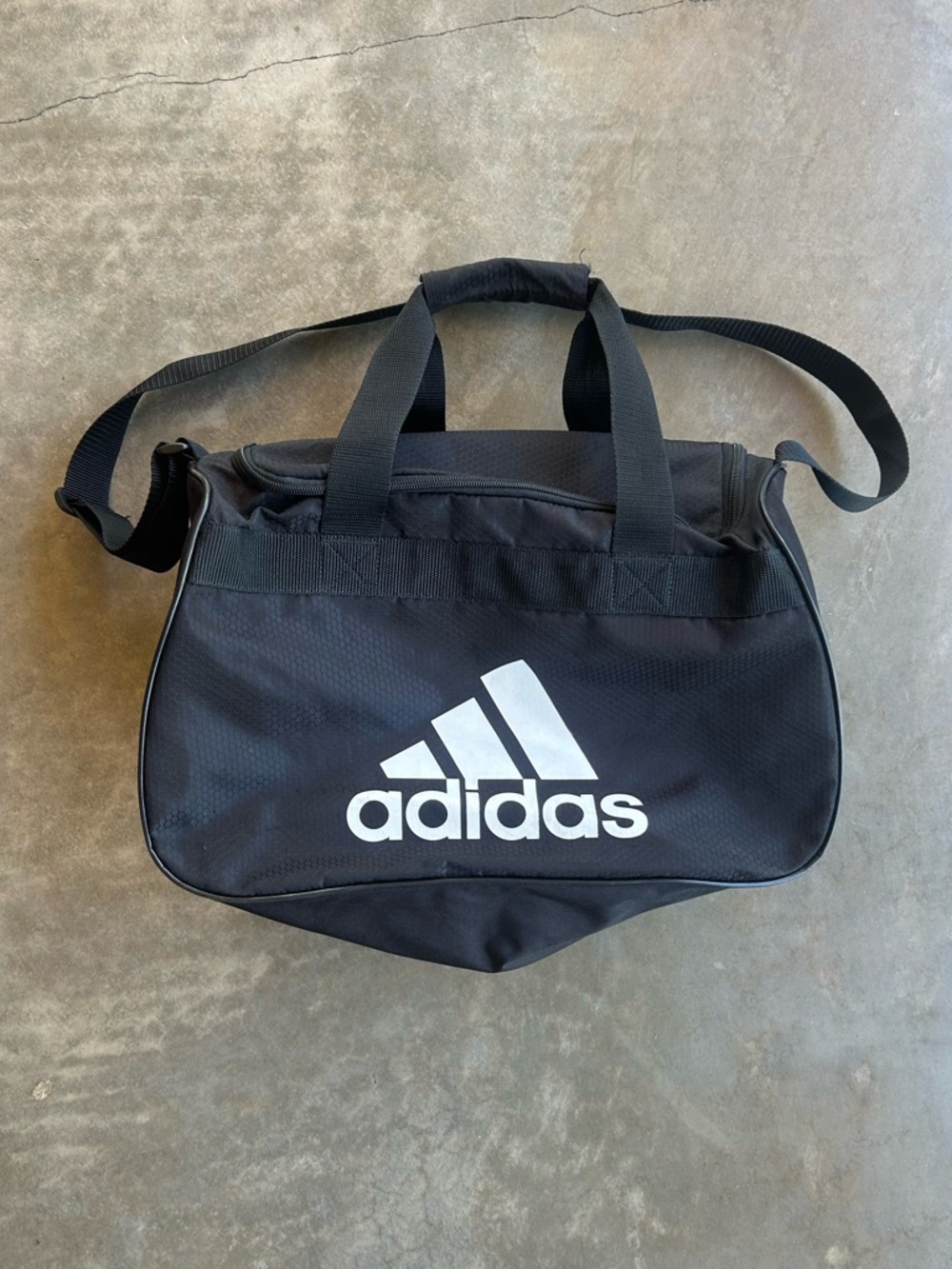 adidas Black Duffel with White Logo - Men's Small Gym Bag